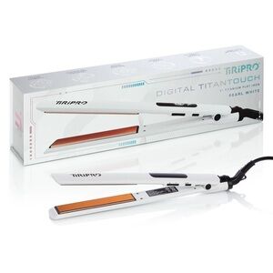 Pearl White Digital TitanTouch Titanium Flat Iron - White/Orange Plates